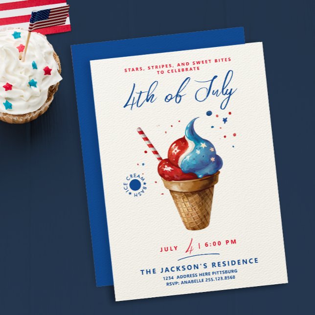 Invitación Moderno 4 de julio Ice Cream Bandera de Estados Un (Subido por el creador)