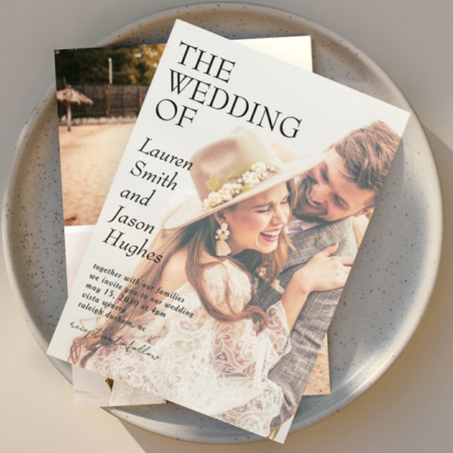 Invitación Moderno 4 Foto Boda de Boho Blanco y Negro (Subido por el creador)