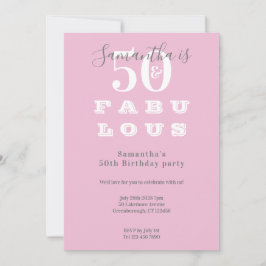 Invitación Moderno 50 cumpleaños 50 fabuloso Fiesta gris rosa