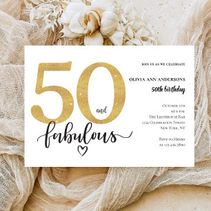 Invitación Moderno 50 y fabuloso cumpleaños de oro