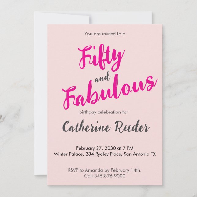 Invitación Moderno 50 y fabuloso cumpleaños número 50 de colo (Anverso)