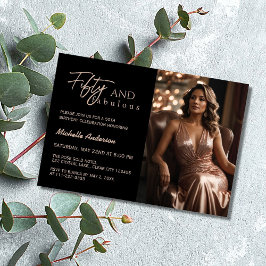 Invitación Moderno 50 y fabuloso Rosa de fotografía Gold 50 c