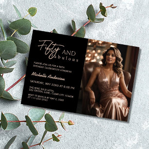 Invitación Moderno 50 y fabuloso Rosa de fotografía Gold 50 c