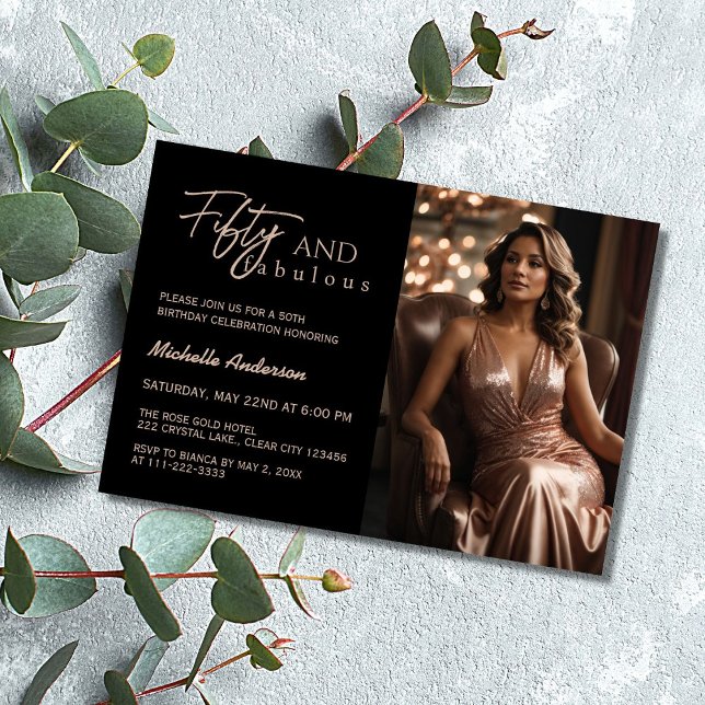 Invitación Moderno 50 y fabuloso Rosa de fotografía Gold 50 c (Subido por el creador)