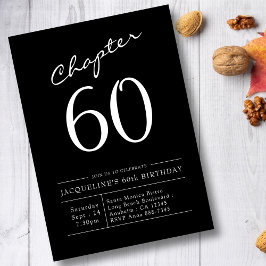 Invitación Moderno 60º cumpleaños Black White Chapter 60
