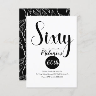 Invitación Moderno 60.º guión Negrita Negrita y verde blanco