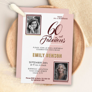 Invitación Moderno 60 y fabuloso 2 Foto 60 cumpleaños