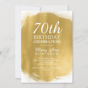 Invitación Moderno 70 cumpleaños fiesta de pintura de oro
