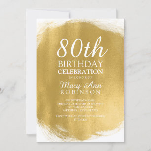 Invitación Moderno 80 cumpleaños Fiesta de oro Pintura