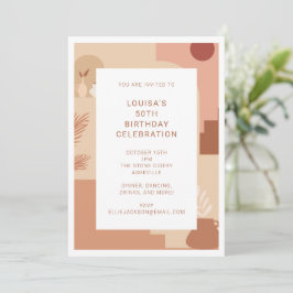 Invitación Moderno Abstracto Cumpleaños 50 Geométrico Terroso