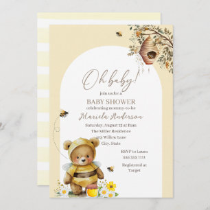 Invitación Moderno acuarela Sweet Bee Baby Shower