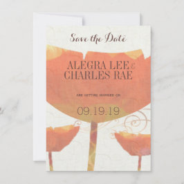 Invitación Moderno Ahorro de Fecha de Boda con Amapola de Cor