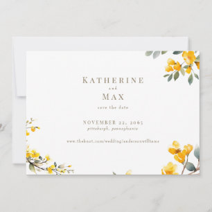 Invitación Moderno Ahorro de Fecha de Boda Floral Amarillo