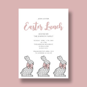 Invitación Moderno almuerzo de Pascua para conejitos rosados