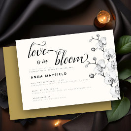 Invitación Moderno amor de Orquídea Blanca Negra en una novia