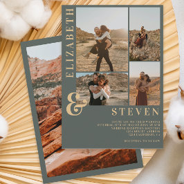 Invitación Moderno ampersor verde polvoriento y 5 boda de cua