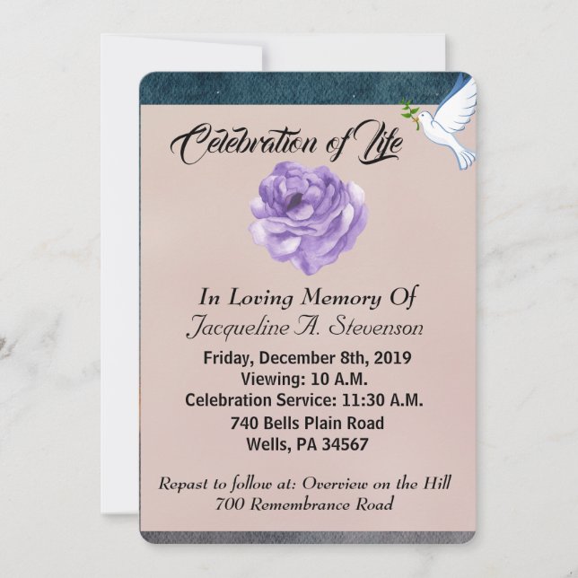 Invitación Moderno añade tu foto a la celebración de la vida (Anverso)
