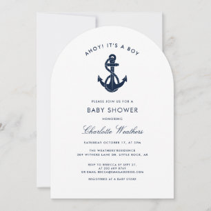 Invitación Moderno Anchor Boy Baby Shower