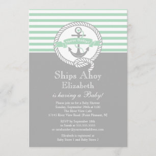 Invitación Moderno Ancla Neutral Nautical Baby Shower