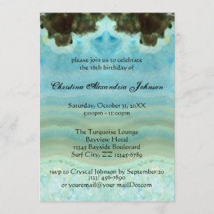 Invitación Moderno Aqua Blue Crystal Sweet 16