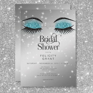 Invitación Moderno Aqua Verde azulada Glam Eyes Bridal Shower