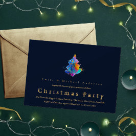 Invitación Moderno árbol de Navidad arcoiris Marina de moda A