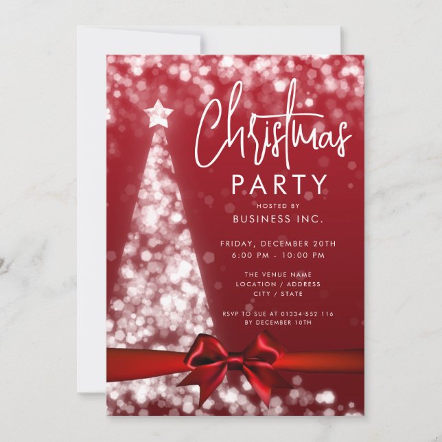 Invitación Moderno Árbol de Navidad Fiesta corporativo Red Si (Anverso)