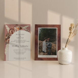 Invitación Moderno Arch BOHO Acuarela Floral Pampas Grasa