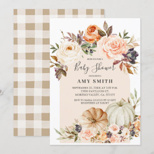 Invitación Moderno Arch Boho Floral Pumpkin Baby Shower 