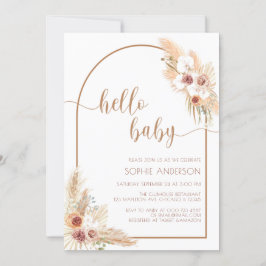 Invitación Moderno Arch Boho Pampas Grass Baby Shower