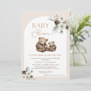 Invitación Moderno Arch Floral Bear Cub Baby Shower