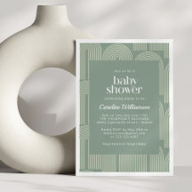 Moderno Arch Line Art Sage Green Baby Shower
