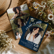 Moderno arco azul marino 5 fotos graduación