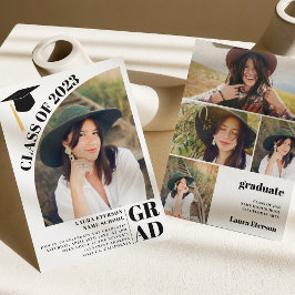 Invitación Moderno arco blanco 5 fotos graduación