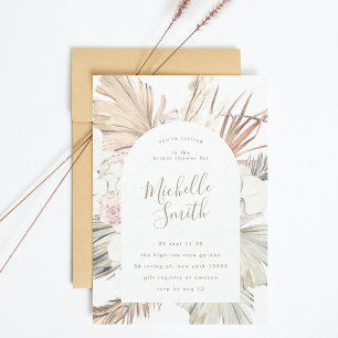 Invitación Moderno Arco Blanco Pampas Boho Desierto Ducha Bri