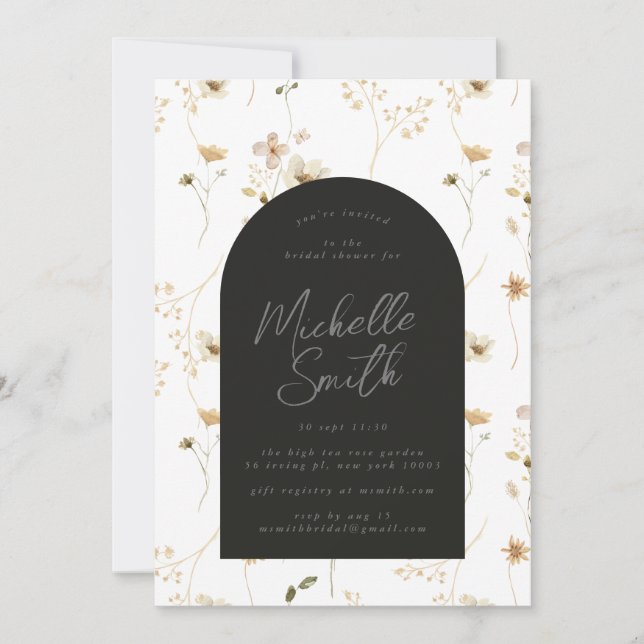 Invitación Moderno Arco de Flor Silvestre Boho Bridal Shower (Anverso)
