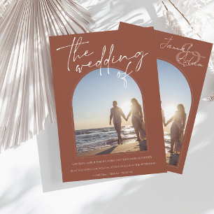 Invitación Moderno Arco de Terracota Boda de fotografía inici