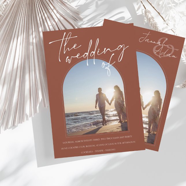 Invitación Moderno Arco de Terracota Boda de fotografía inici (Subido por el creador)