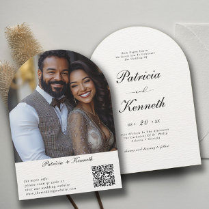Invitación Moderno Arco de Textura en Blanco y Negro Boda fot