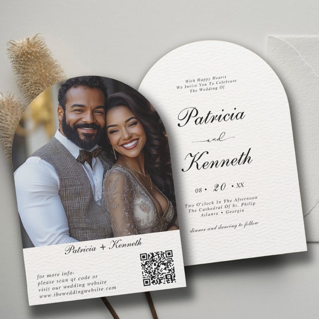 Invitación Moderno Arco de Textura en Blanco y Negro Boda fot (Subido por el creador)