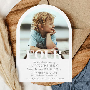 Invitación Moderno Arco fotográfico Niños simples Cuarto Fies