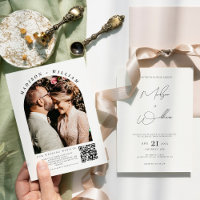 Moderno Arco fotográfico QR Código Boho Boda