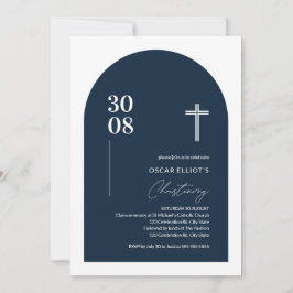 Invitación Moderno Arco Minimalista Azul niño Christening Inv