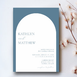 Invitación Moderno Arco Minimalista Dusty Boda Azul