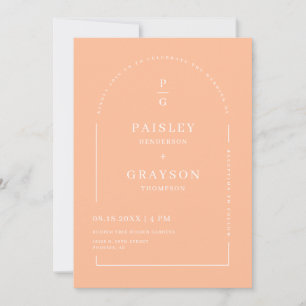 Invitación Moderno Arco Mínimo de Peach Arch Boda de código Q