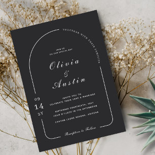 Invitación Moderno Arco Mnimalista Foto Elegante Boda Único