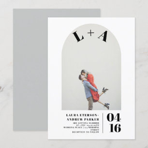 Invitación Moderno arco negrita iniciales minimalistas boda d