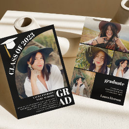 Invitación Moderno arco negro 5 fotos graduación