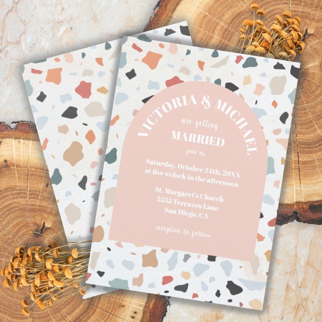 Invitación Moderno arco retro Terrazzo Boda (Subido por el creador)