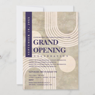 Invitación Moderno Arcoíris Abstracto Azul Marino Gran Apertu